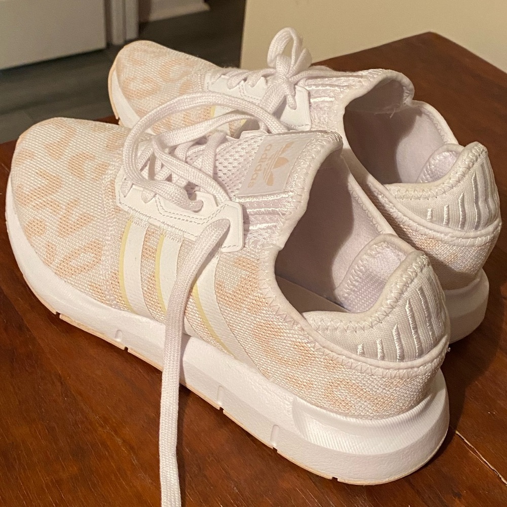 Baby pink cheetah print adidas